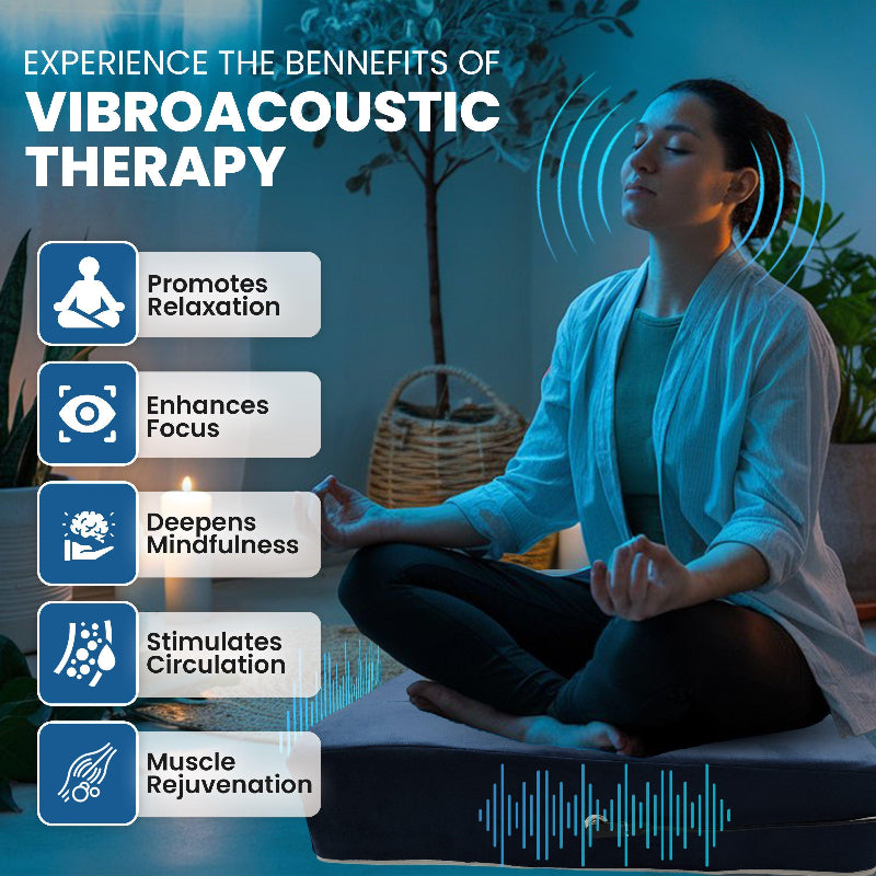 Vibroacoustic Therapy Meditation Cushion - Complete Sound Healing Bundle with 60W Quad Transducers