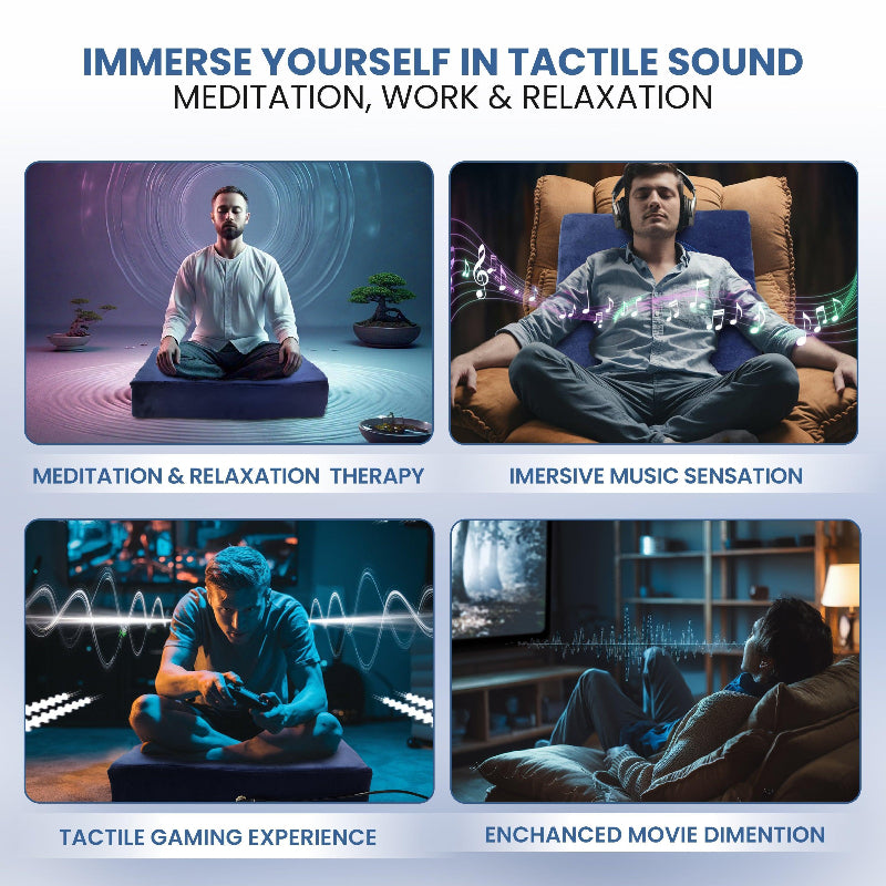 Vibroacoustic Therapy Meditation Cushion - Complete Sound Healing Bundle with 60W Quad Transducers