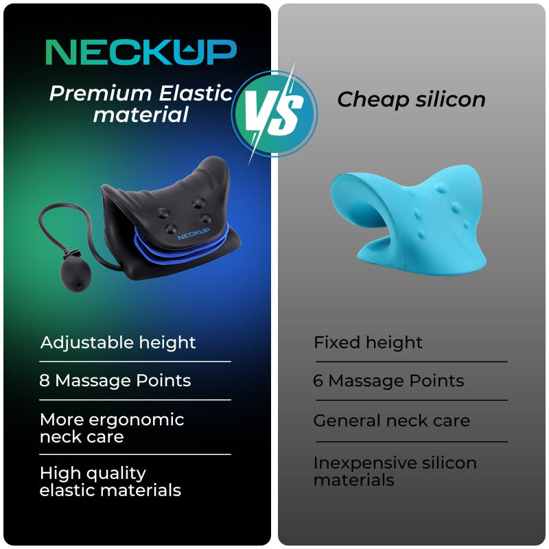 NECKUP Cervical Neck Stretcher - Adjustable Traction Device with Air Pump & 8 Massage Points for Neck Pain Relief