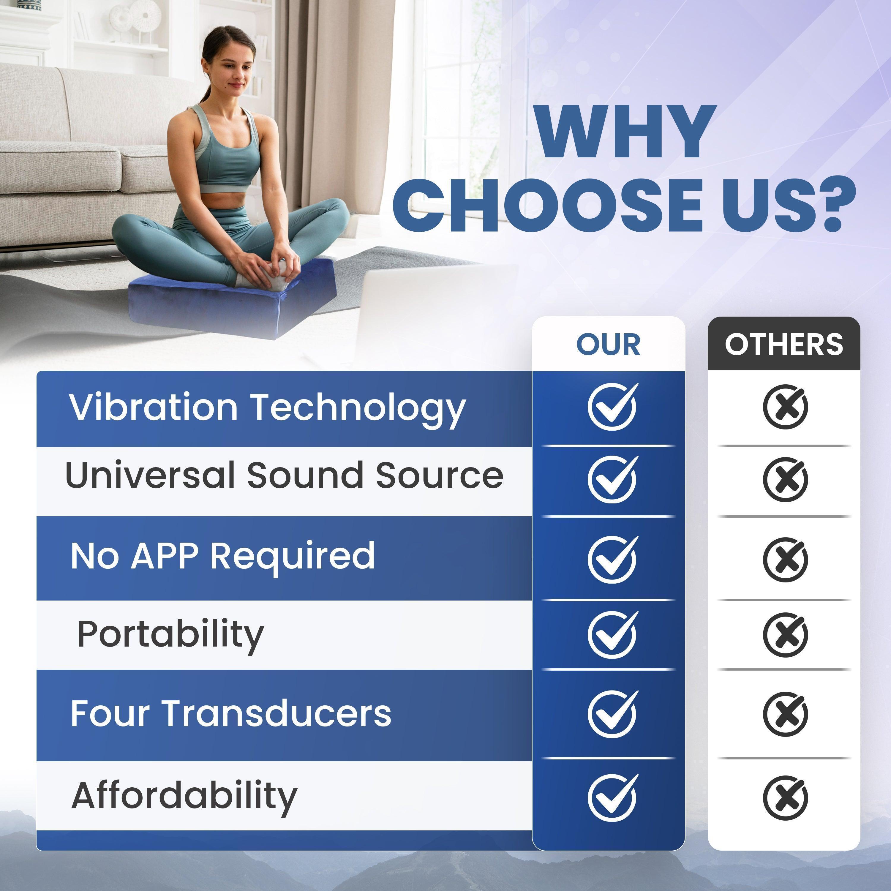 Vibroacoustic Zafu Meditation Cushion Bundle - Traditional Round Design with Dual Transducers & Amplifier