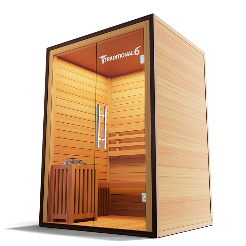 Medical Saunas – Traditional 6 Two-Person Home Steam Sauna, Hemlock Wood, 4.5 kW Heater