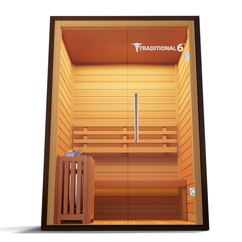 Medical Saunas – Traditional 6 Two-Person Home Steam Sauna, Hemlock Wood, 4.5 kW Heater