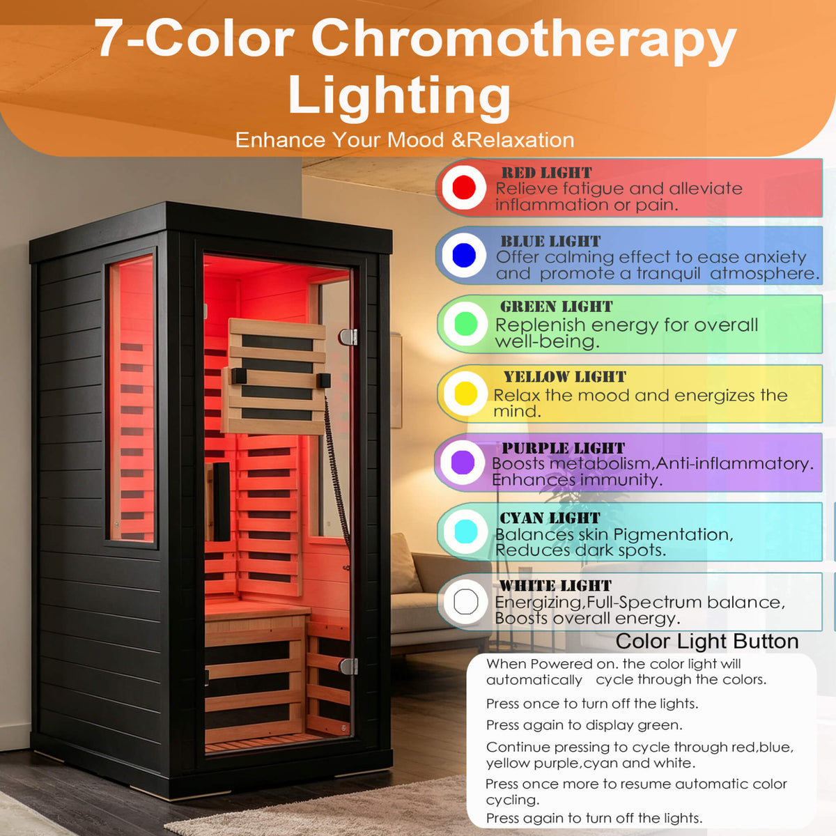 Aurelo 2-Person Low EMF Indoor Infrared Sauna With Red Light Therapy (SAK37542)