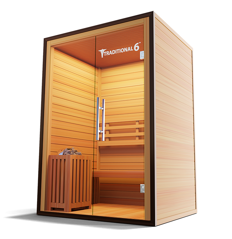 Medical Saunas – Traditional 6 Two-Person Home Steam Sauna, Hemlock Wood, 4.5 kW Heater