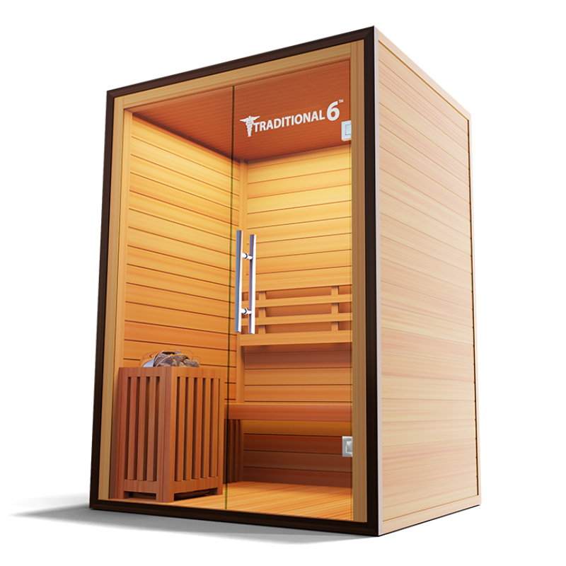 Medical Saunas – Traditional 6 Two-Person Home Steam Sauna, Hemlock Wood, 4.5 kW Heater