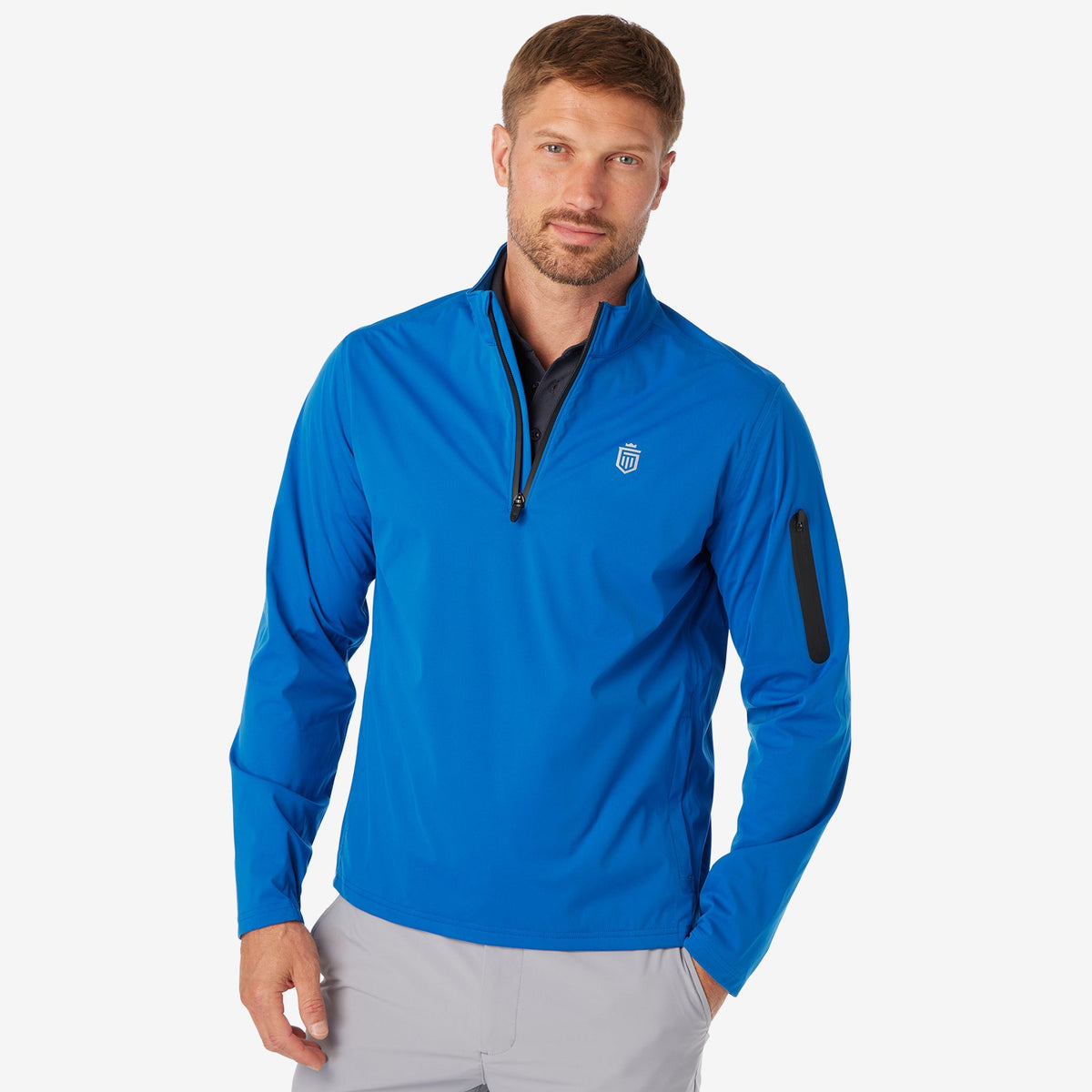 Greatness Wins Men's 3-Layer Quarter Zip Shell Jacket | Sapphire Blue