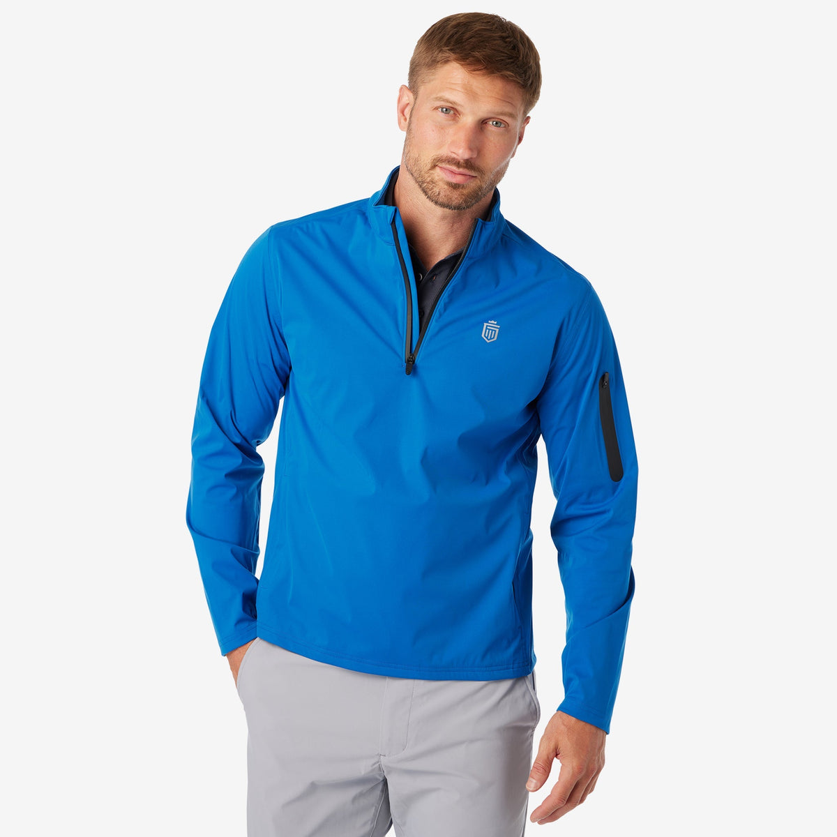 Greatness Wins Men's 3-Layer Quarter Zip Shell Jacket | Sapphire Blue