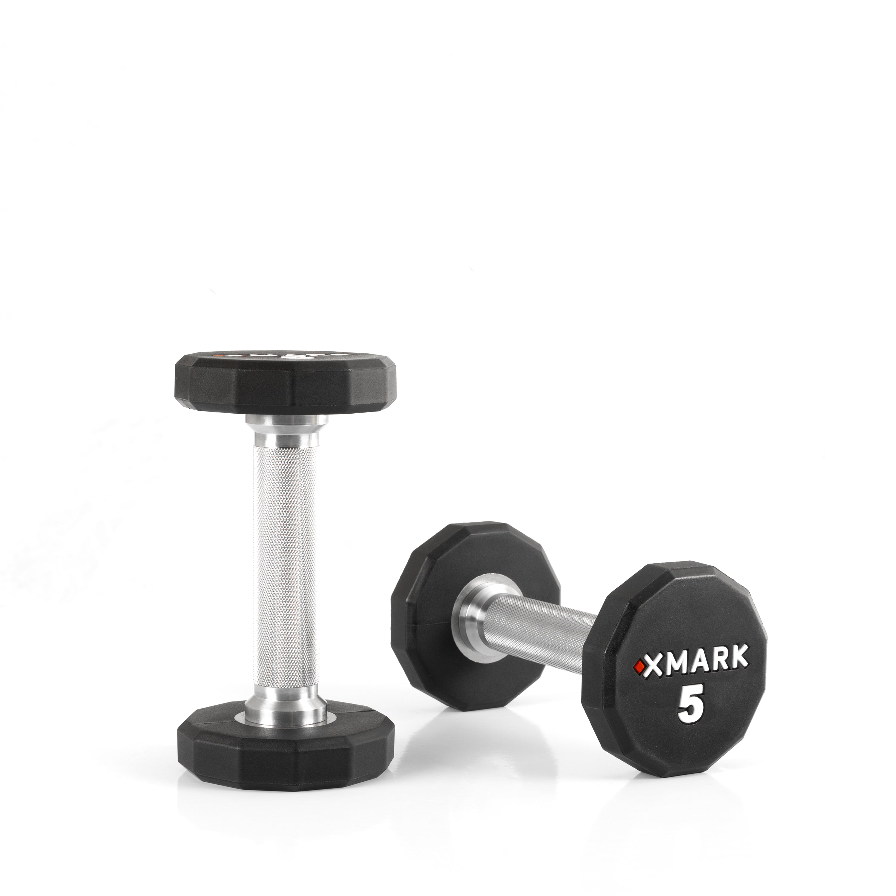 XMARK 12-Sided Commercial Urethane Dumbbells (5-50 lb and 5-75 lb Sets)