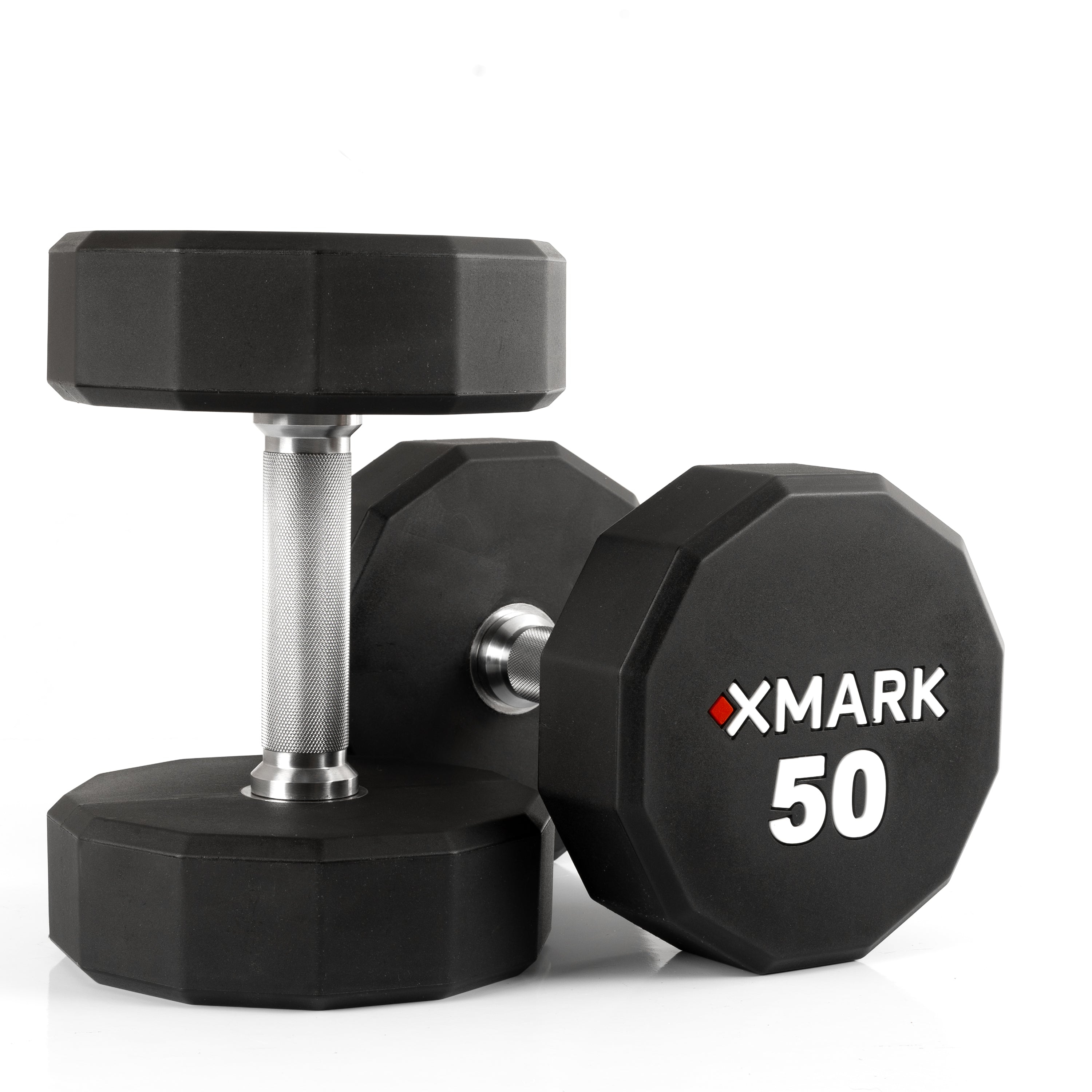 XMARK 12-Sided Commercial Urethane Dumbbells (5-50 lb and 5-75 lb Sets)