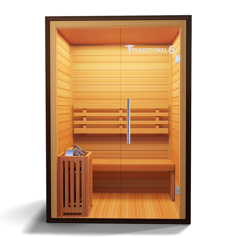 Medical Saunas – Traditional 6 Two-Person Home Steam Sauna, Hemlock Wood, 4.5 kW Heater