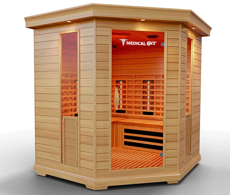Medical Saunas – Medical 6 Plus Full Spectrum Infrared Sauna, Hemlock Wood, 6-Person Capacity, 12 Heaters, 2250 W