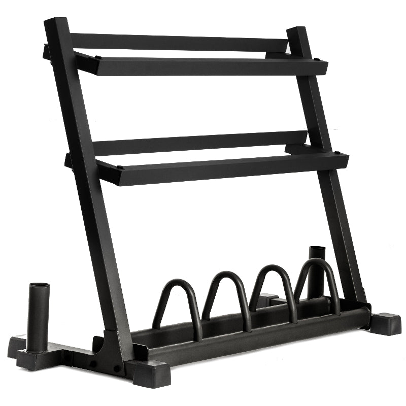 XMARK All-In-One Storage Rack | Holds Dumbbells, Weight Plates, and Barbells
