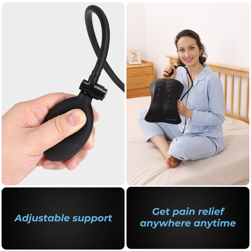 BackWave Back Stretcher - Adjustable Lumbar Support Device with Air Pump for Pain Relief & Posture Improvement