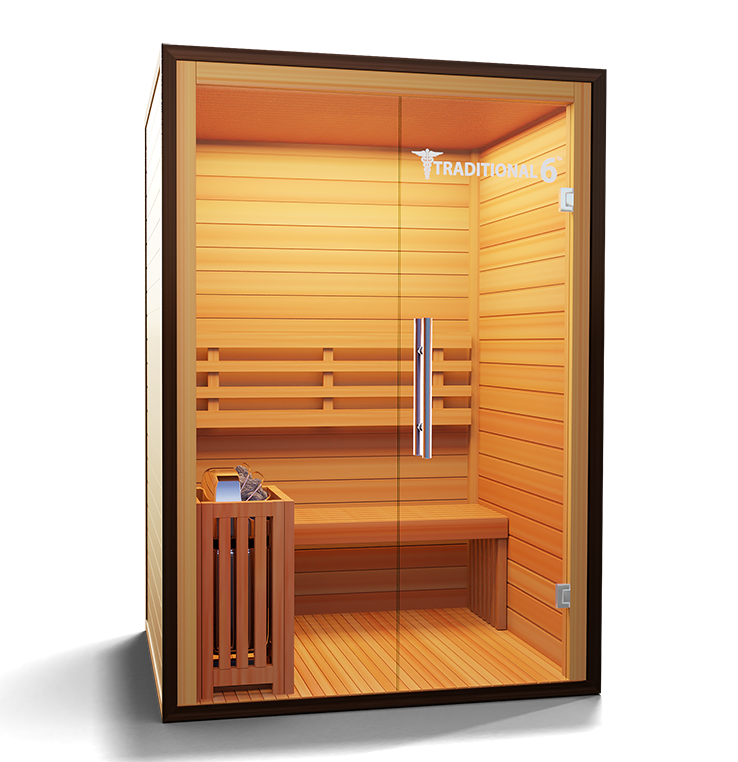 Medical Saunas – Traditional 6 Two-Person Home Steam Sauna, Hemlock Wood, 4.5 kW Heater