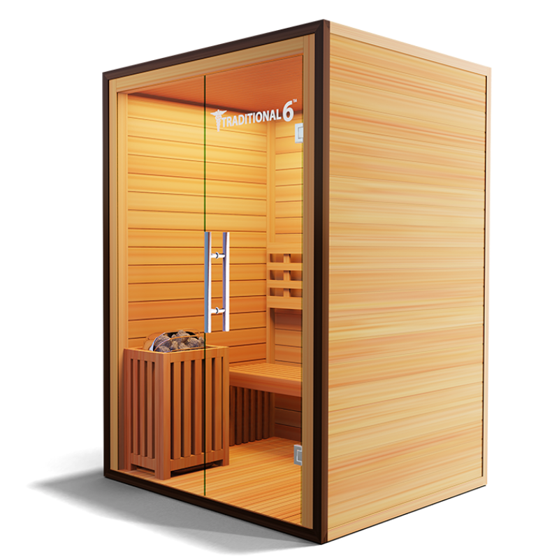 Medical Saunas – Traditional 6 Two-Person Home Steam Sauna, Hemlock Wood, 4.5 kW Heater