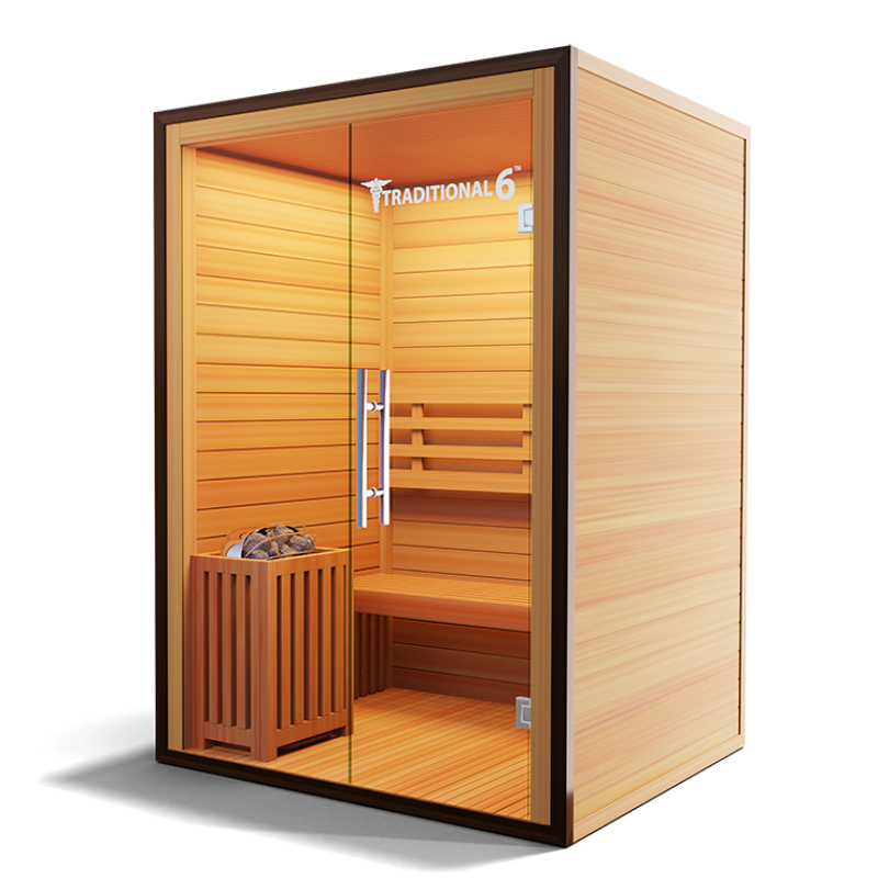 Medical Saunas – Traditional 6 Two-Person Home Steam Sauna, Hemlock Wood, 4.5 kW Heater