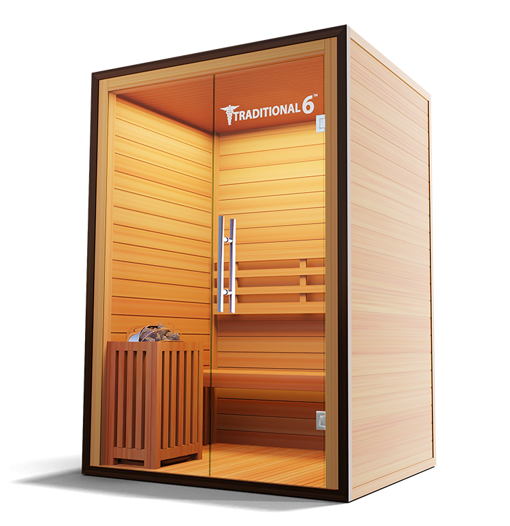 Medical Saunas – Traditional 6 Two-Person Home Steam Sauna, Hemlock Wood, 4.5 kW Heater
