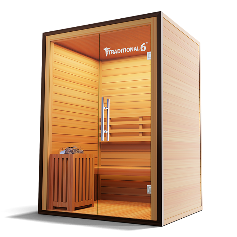 Medical Saunas – Traditional 6 Two-Person Home Steam Sauna, Hemlock Wood, 4.5 kW Heater