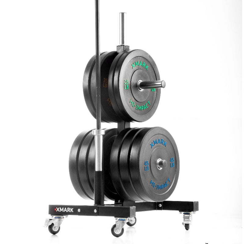 XMARK Commercial Bumper Plate Tree on Casters with Dual Bar Holders