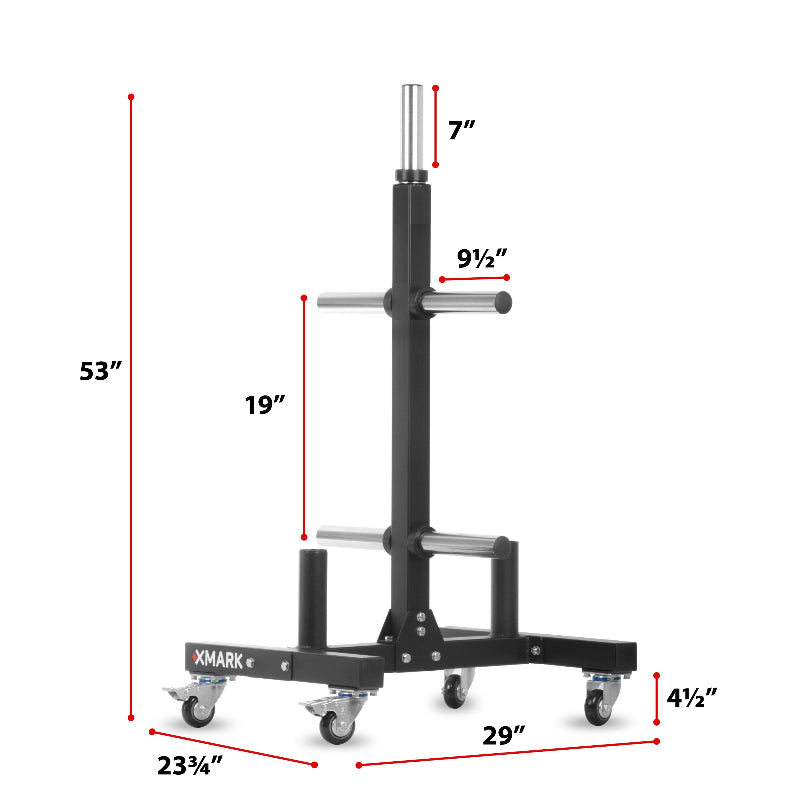 XMARK Commercial Bumper Plate Tree on Casters with Dual Bar Holders