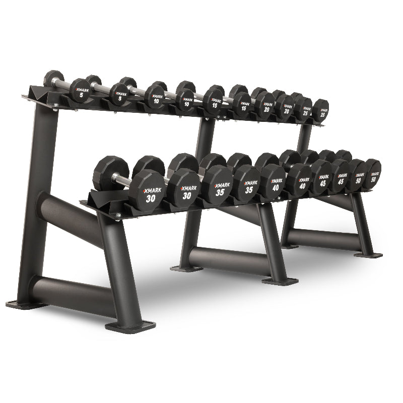 XMARK 12-Sided Commercial Urethane Dumbbell Sets – 5–50 lb & 5–75 lb Options