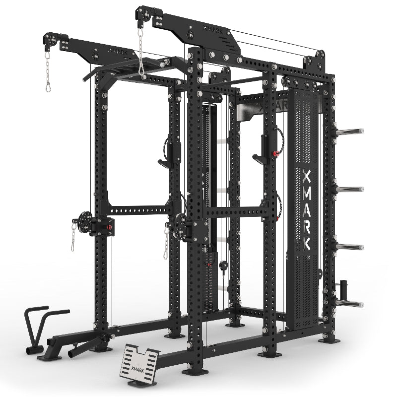 XMARK Commercial Power Rack Cable Machine | Dual 220 lb Stacks (440 lb Total) | All-in-One Strength System