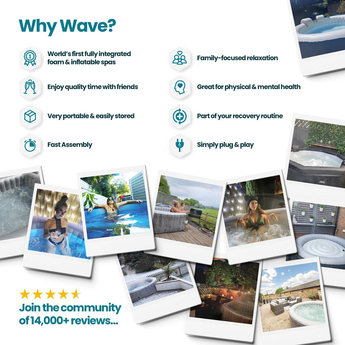 Wave Aegean 6-Person Inflatable Hot Tub - Navy