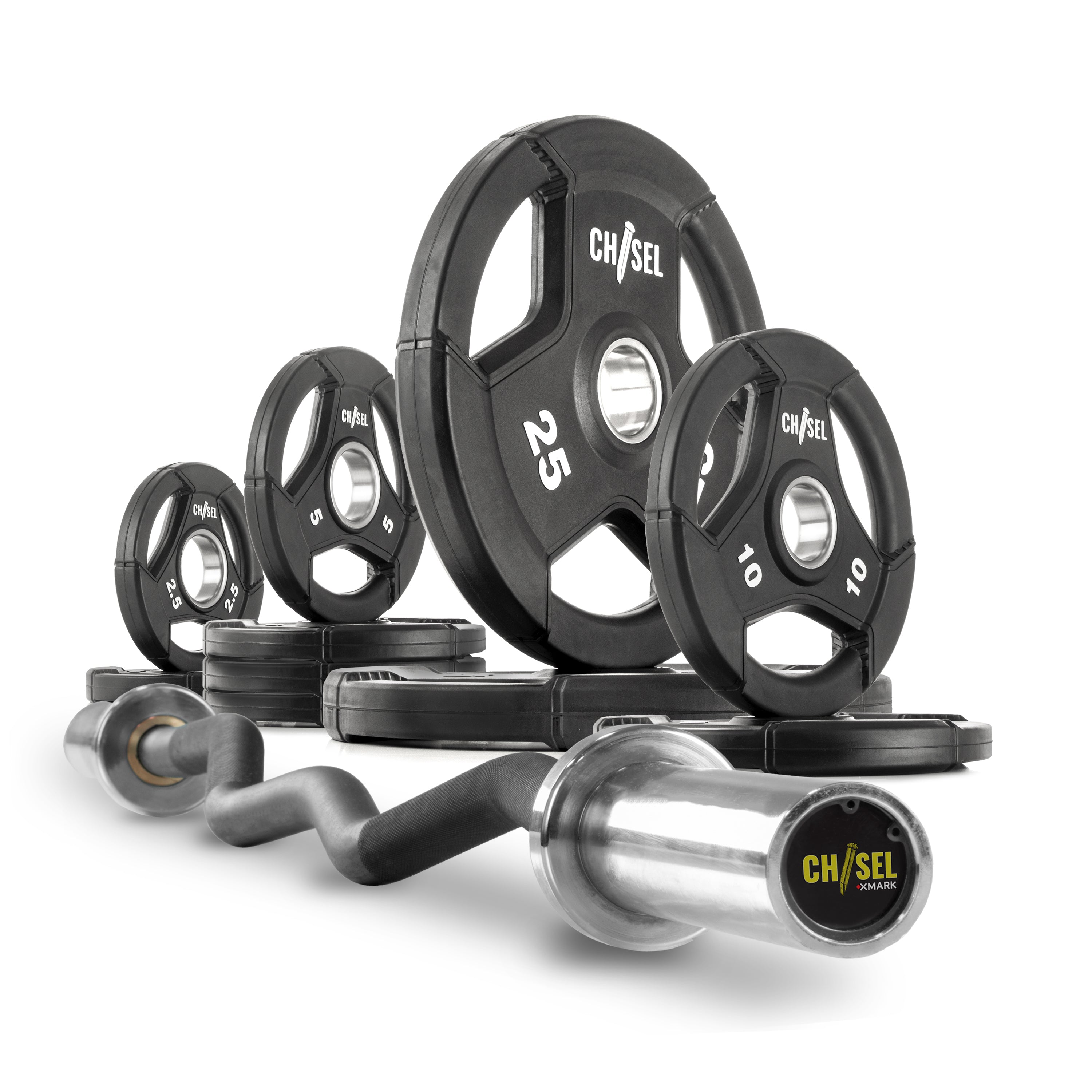 XMARK - Chisel Olympic Weight Plates and Curl Barbell Sets