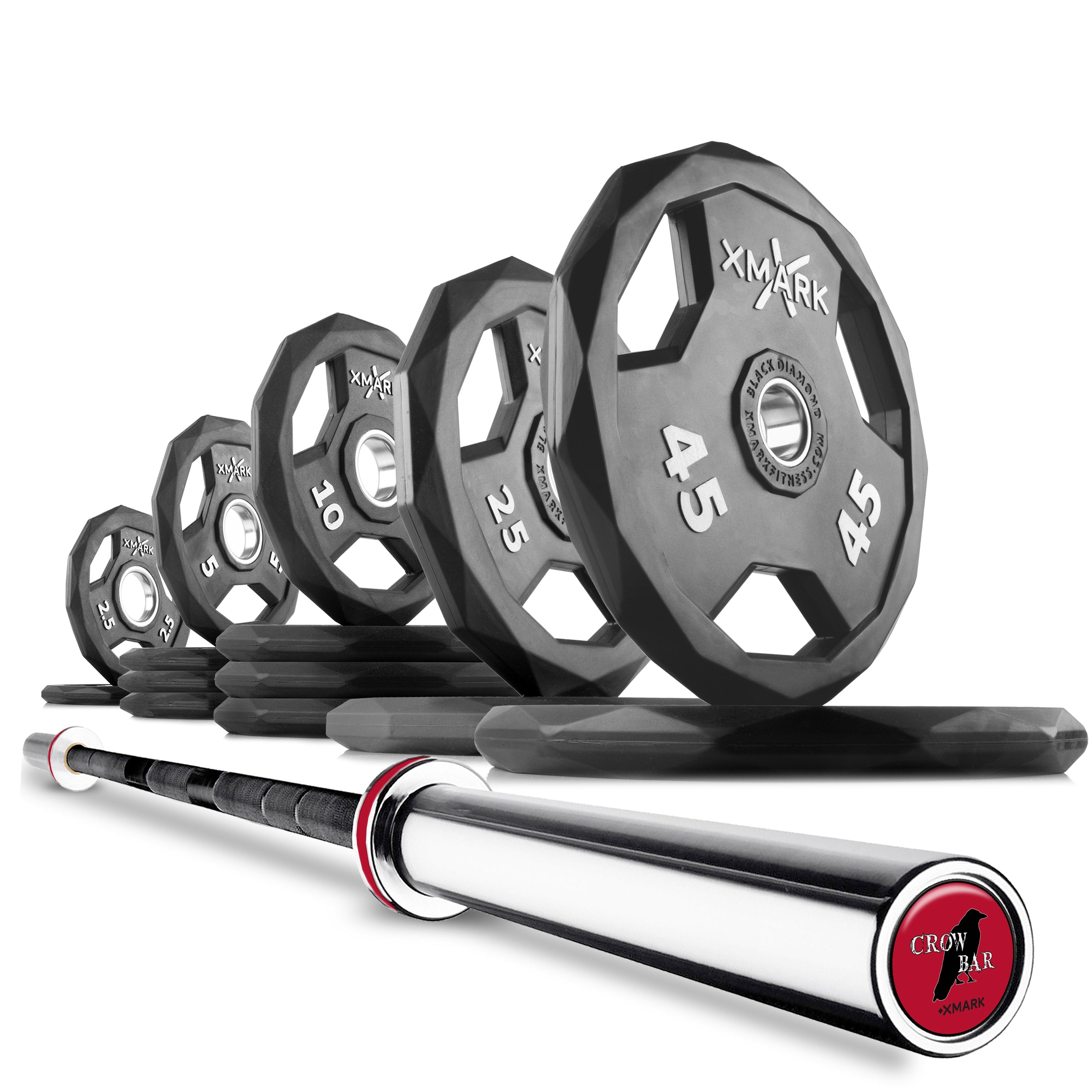 XMARK - Black Diamond Olympic Weight Plates and Olympic Barbell Sets