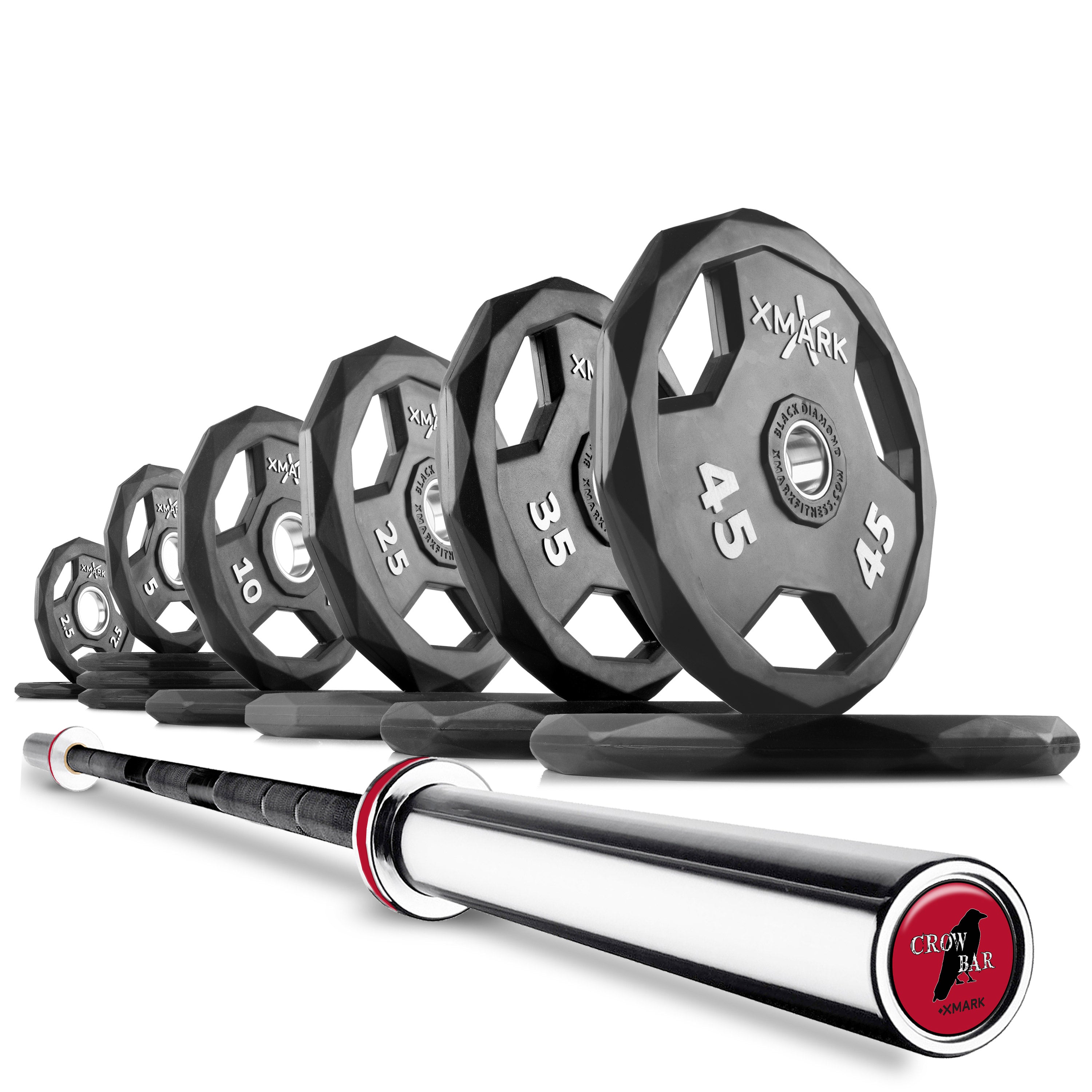 XMARK - Black Diamond Olympic Weight Plates and Olympic Barbell Sets
