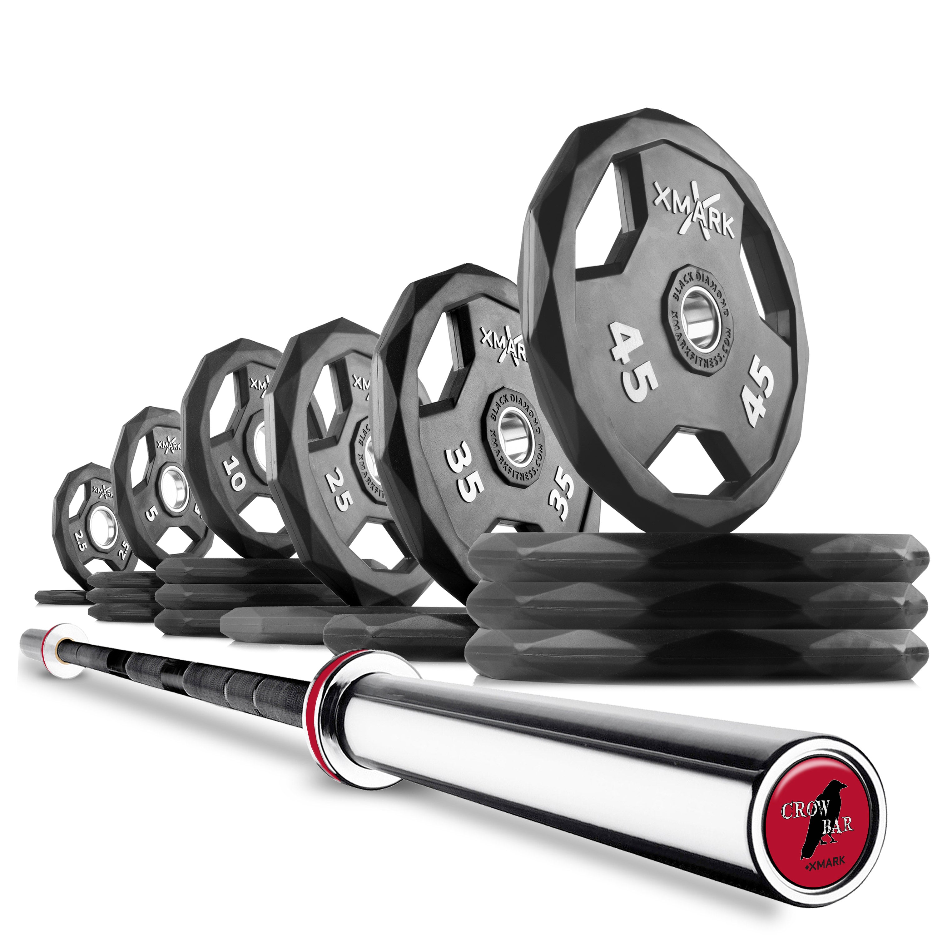 XMARK - Black Diamond Olympic Weight Plates and Olympic Barbell Sets