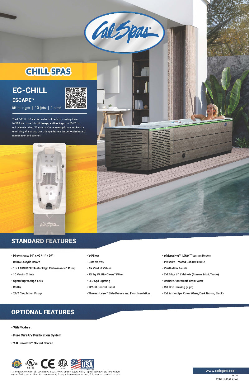 Cal Spas Escape Chill Spa – Single-Person Lounge with Dual Temp Control