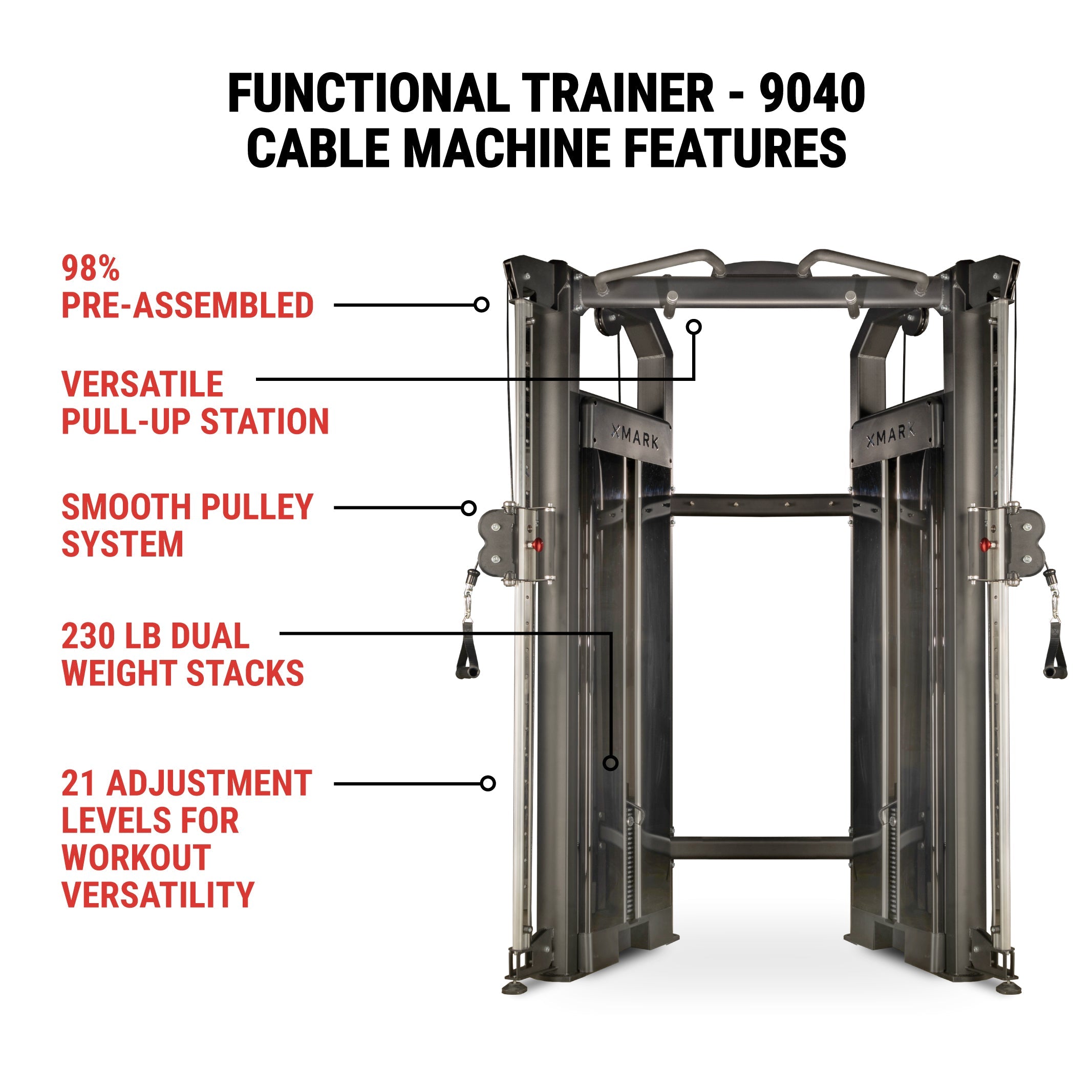 XMARK Functional Trainer With Dual 230 lb Weight Stacks