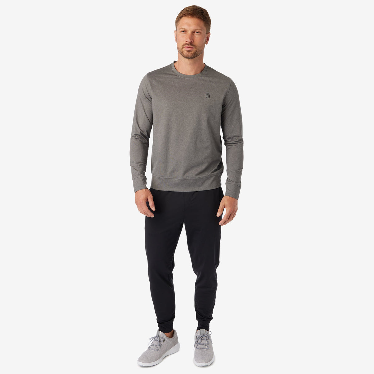 Greatness Wins Men's Core Tech Performance Crew | Gray Heather