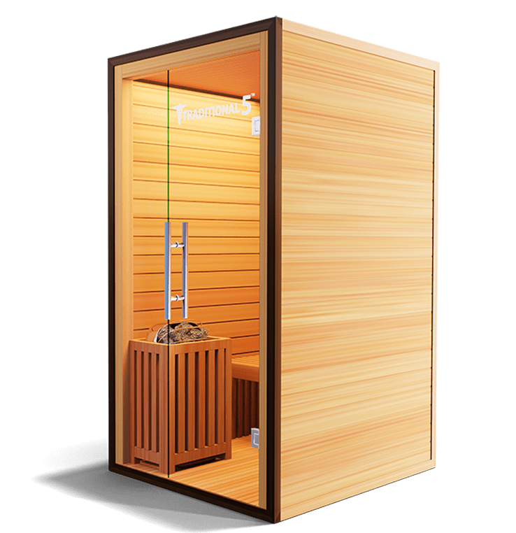 Medical Saunas – Traditional 5 One-Person Home Steam Sauna, Hemlock Wood, 4.5 kW Heater