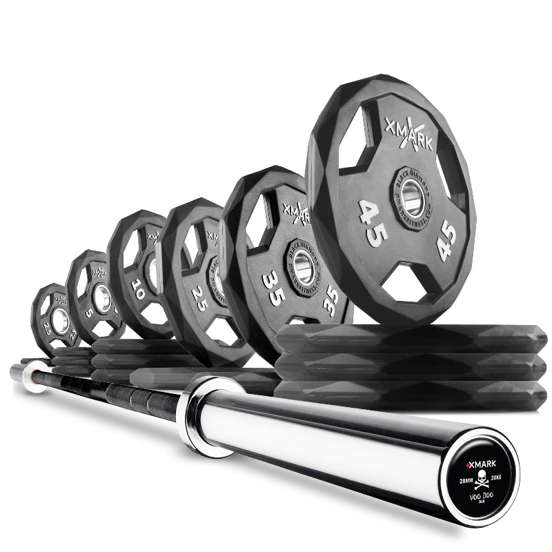 XMARK Black Diamond Olympic Weight Plates & Barbell Sets