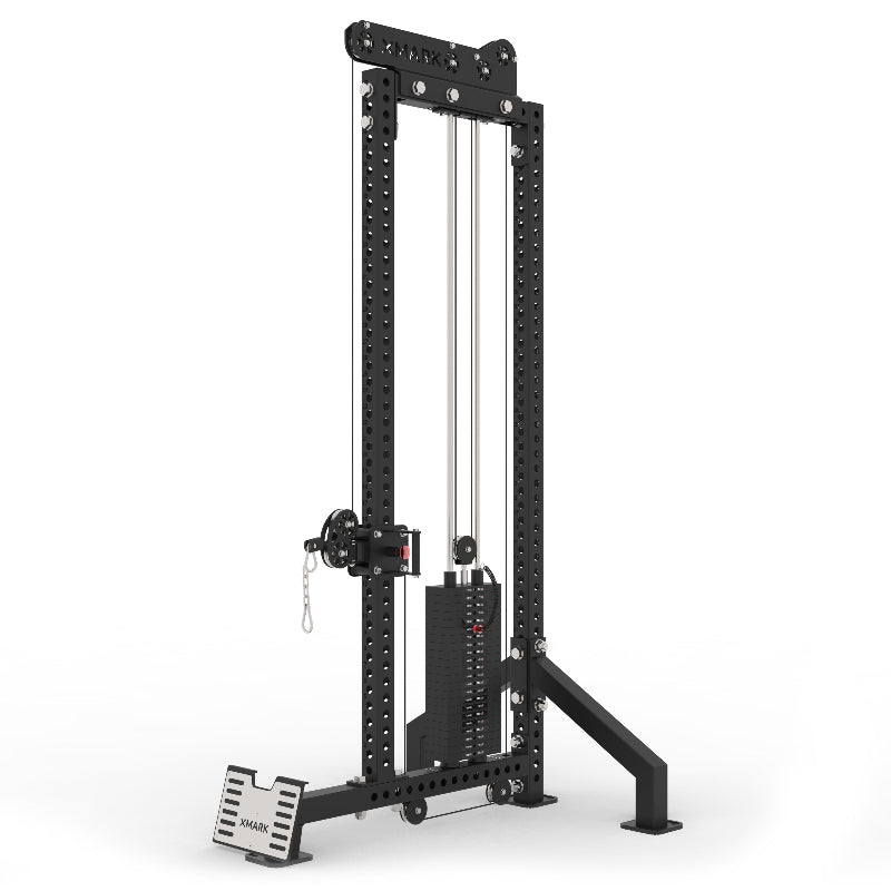 XMARK Commercial Single-Stack Functional Trainer | Low Row Station & Cable Attachments | Space-Saving Strength System