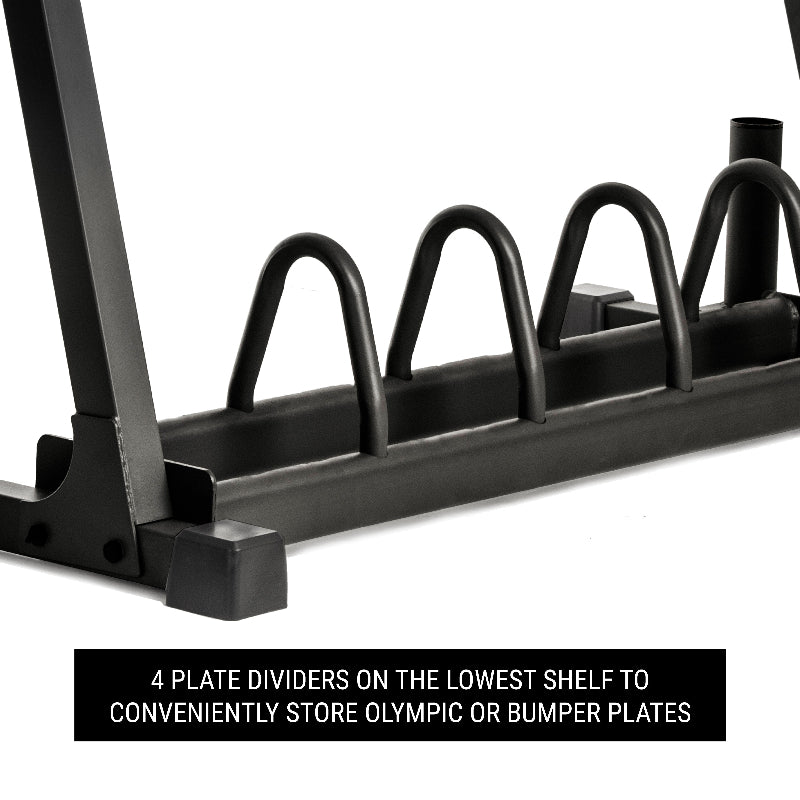 XMARK All-In-One Storage Rack | Holds Dumbbells, Weight Plates, and Barbells