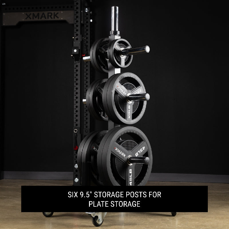 XMARK Commercial Olympic Weight Plate Tree w/ Casters & Dual Bar Holders