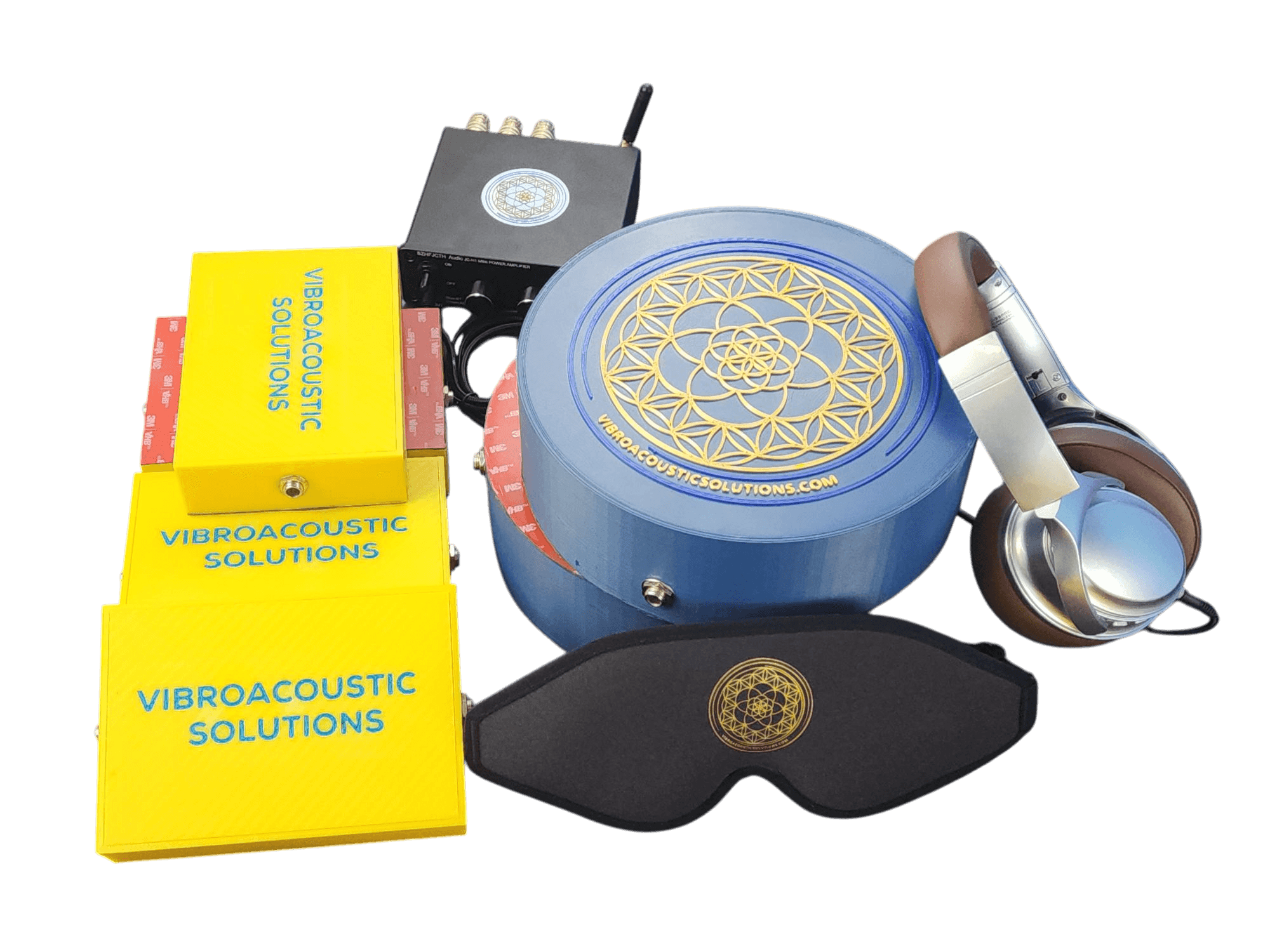 Vibroacoustic Massage Table Attachment Bundle - Universal Fit System with Meditation Cushion & Amplifier