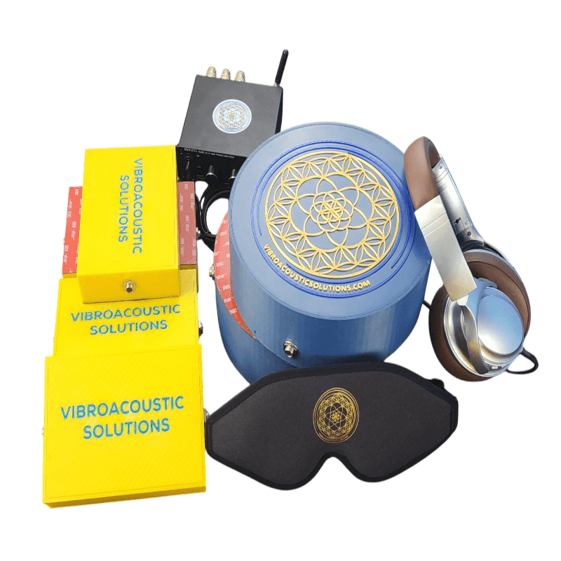 Vibroacoustic Massage Table Attachment Bundle - Universal Fit System with Meditation Cushion & Amplifier