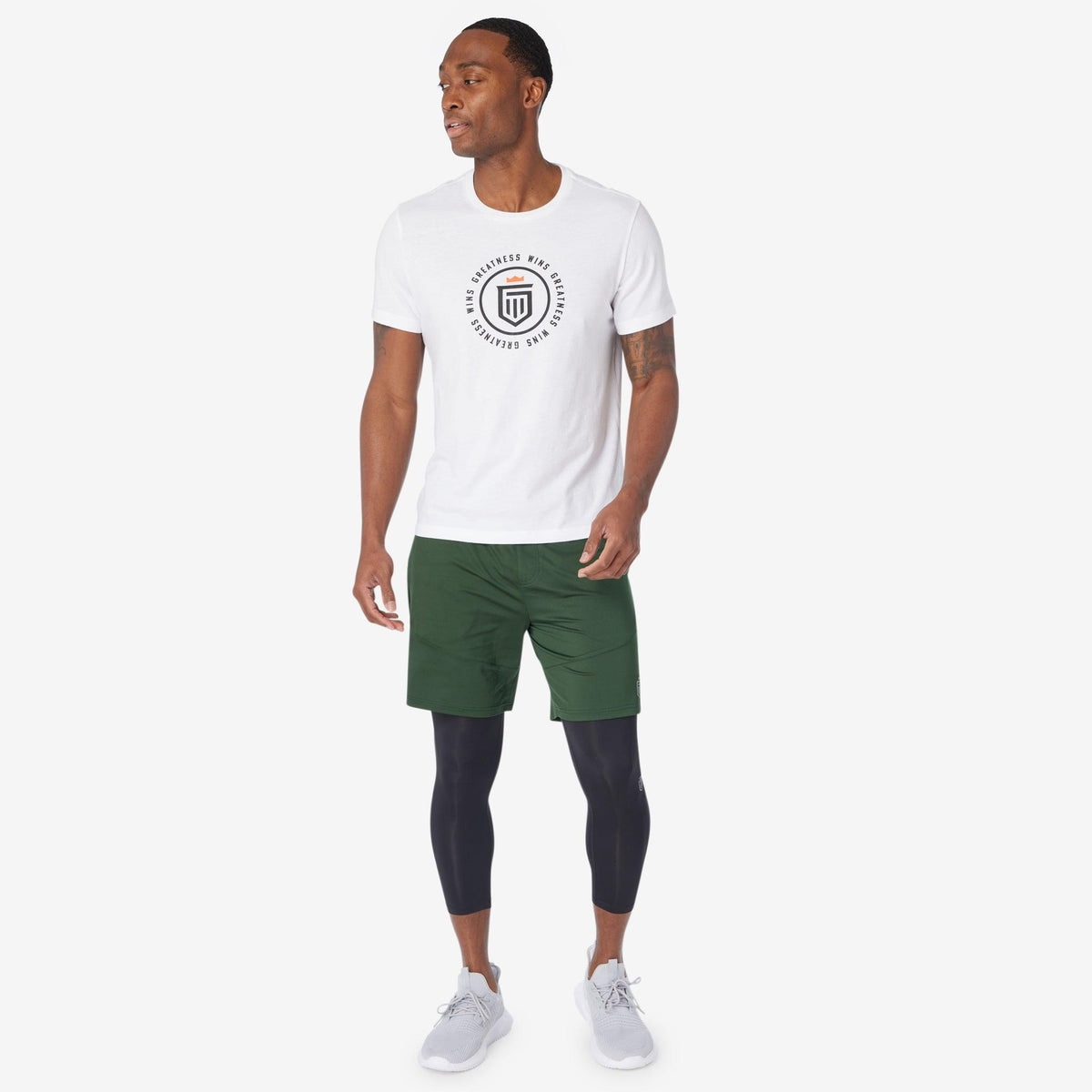Greatness Wins Men's Badge Graphic Tee | White