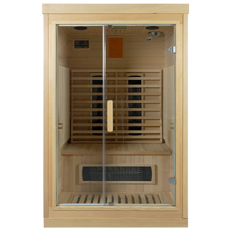 Cal Sauna – Bliss-2 Two-Person Infrared Sauna, Hemlock Wood, Dual Ceramic & Carbon Heaters