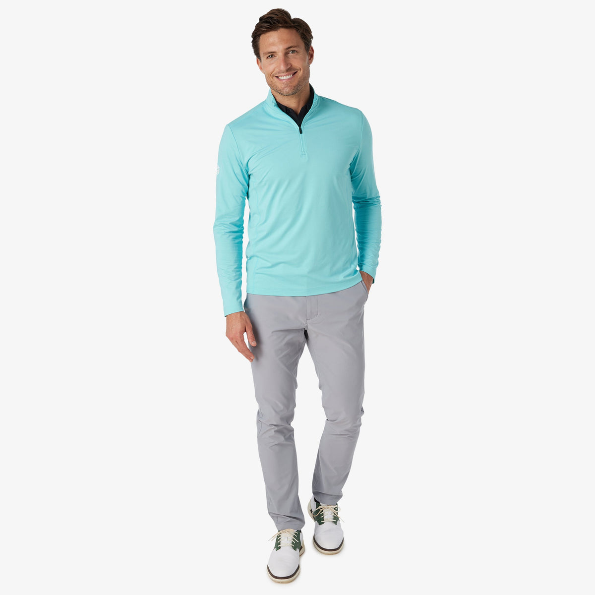 Greatness Wins Men's Core Tech Quarter Zip | Blue Turq