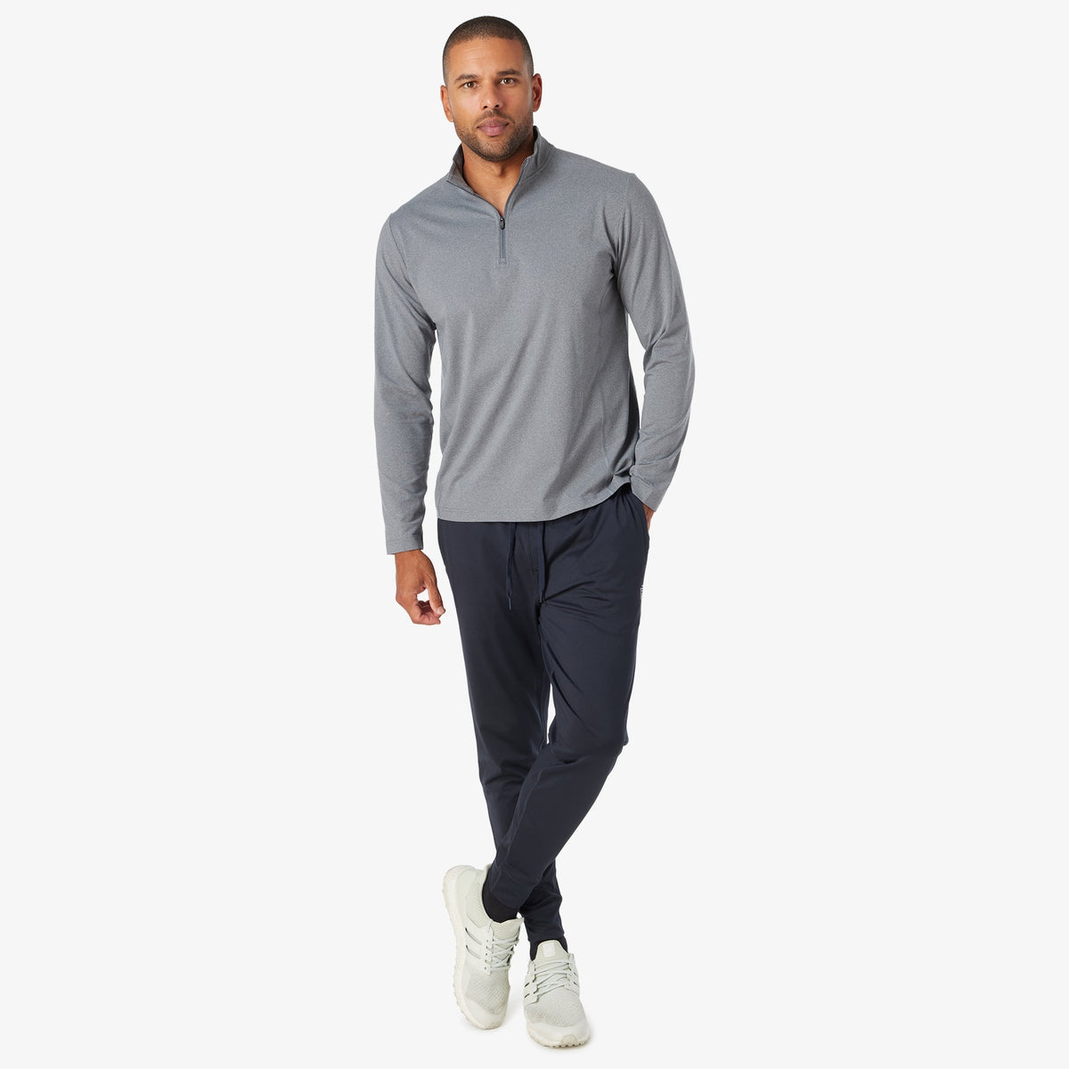 Greatness Wins Men's Core Tech Quarter Zip | Navy Heather