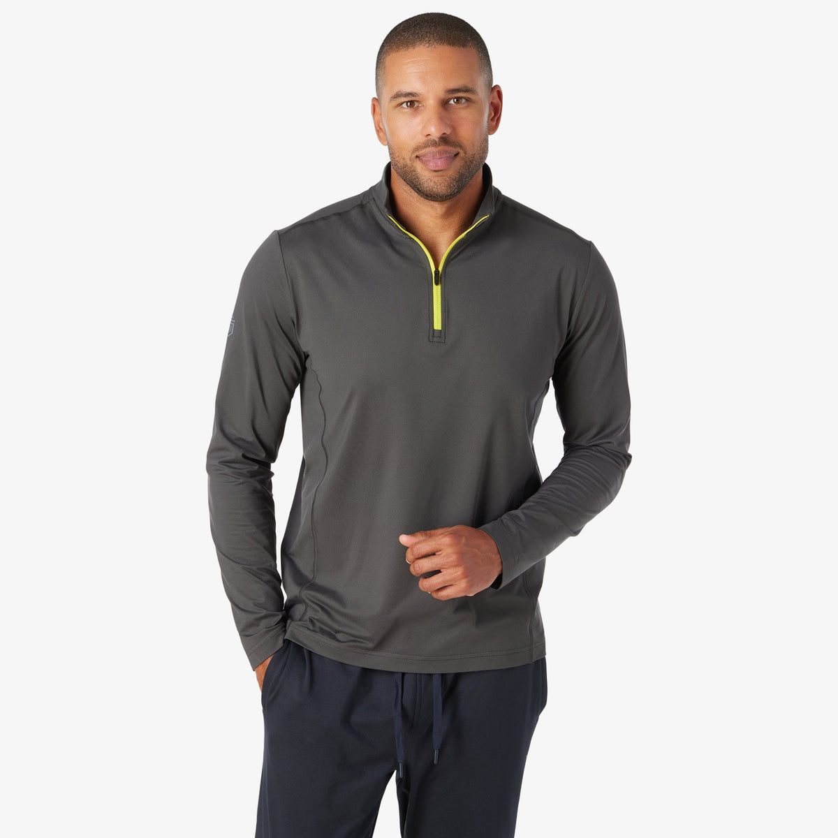 Greatness Wins Men's Core Tech Quarter Zip | Charcoal