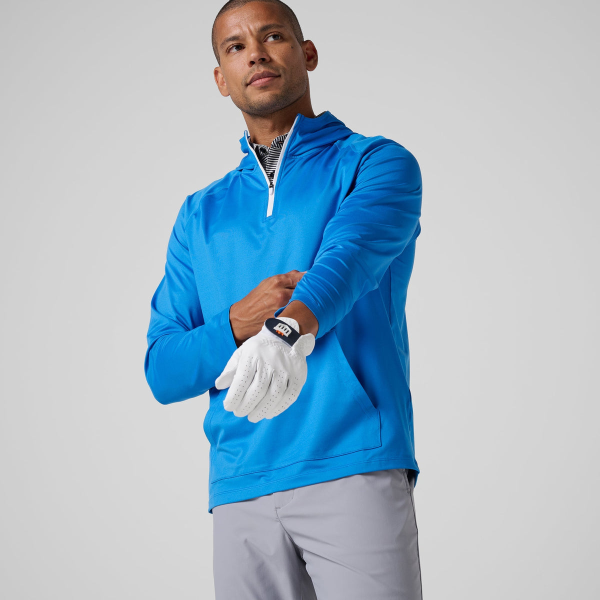 Greatness Wins Men's Core Tech Quarter Zip Hood | Sonic Blue