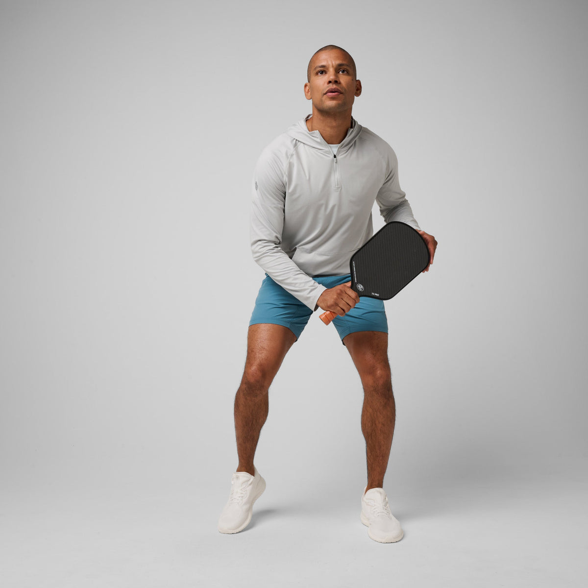 Greatness Wins Men's Core Tech Quarter Zip Hood | Ash Gray