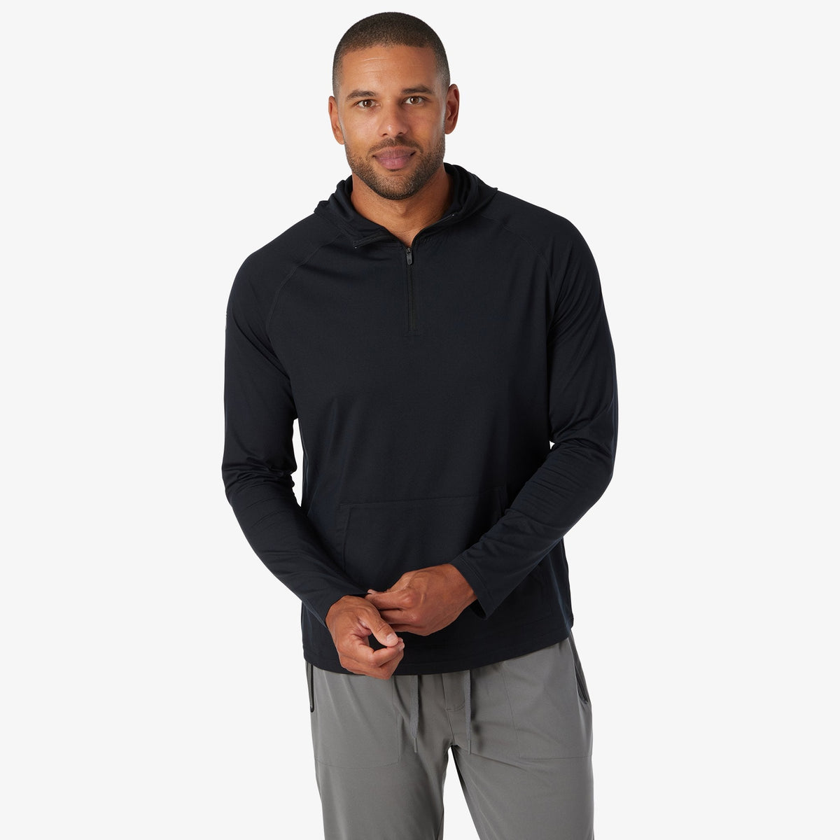 Greatness Wins Men's Core Tech Quarter Zip Hood | Black