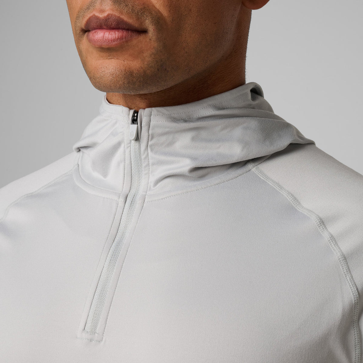 Greatness Wins Men's Core Tech Quarter Zip Hood | Ash Gray